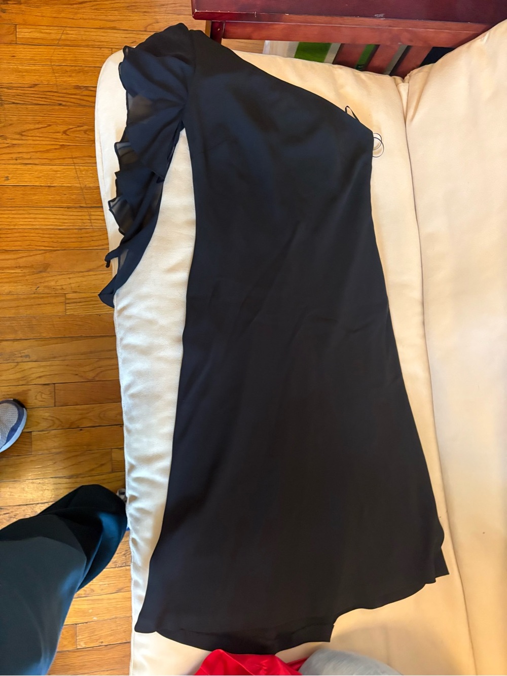 Lauren Ralph Lauren Black One-Shoulder Evening Dress